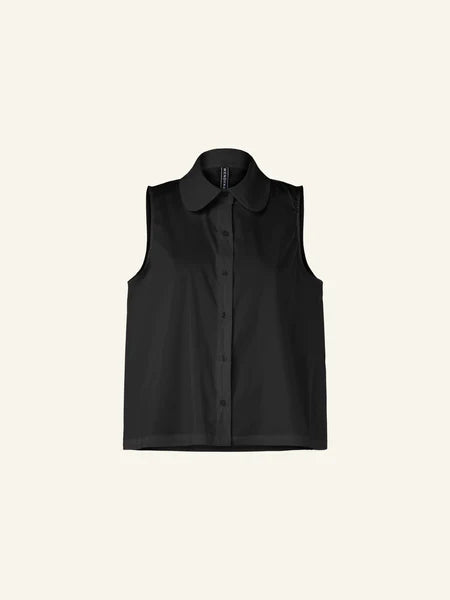 BLACK - SLEEVELESS POPLIN SHIRT - 110767