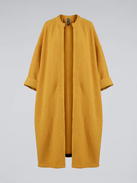 MUSTARD - BOILED WOOL LONG CARDIGAN - 110880