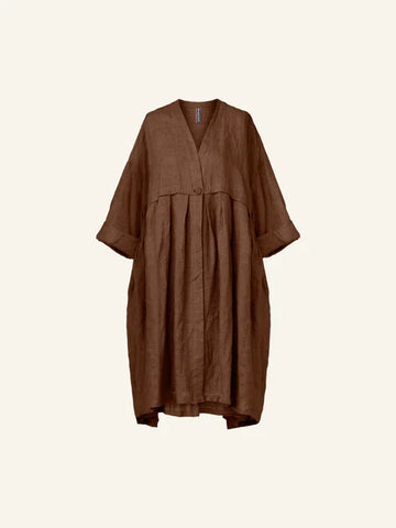 HIGH QUALITY SOFT LINEN CARDIGAN - TOBACCO - 111002