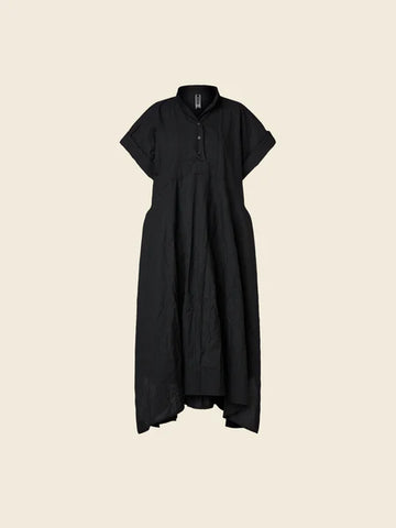 WRINKLED EFFECT DRESS WITH KOREAN COLLAR - 111068