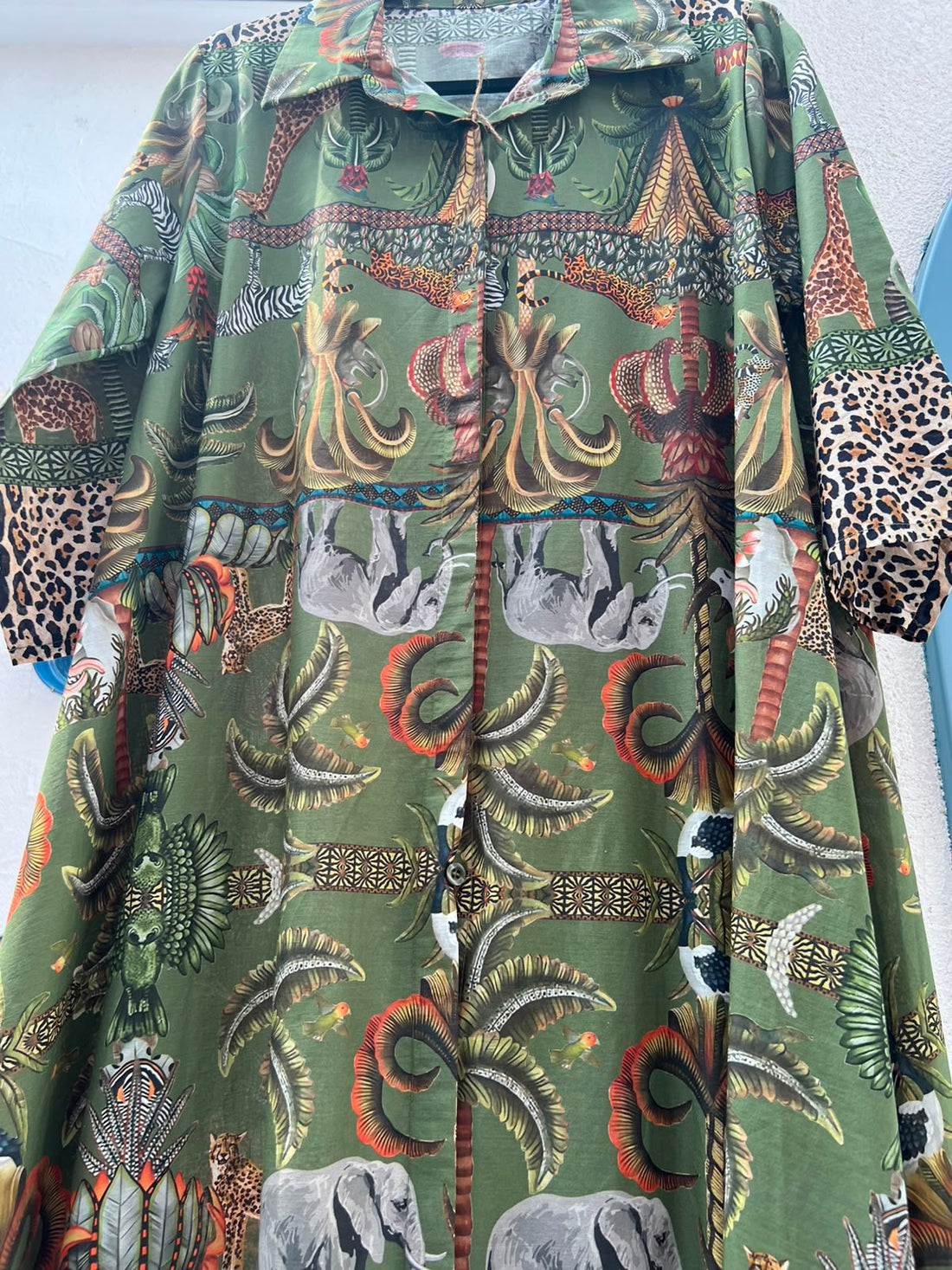 WOMEN'S DRESS - (JUNGLE PRINT) GREEN & MULTI COLOR - H2842-M32