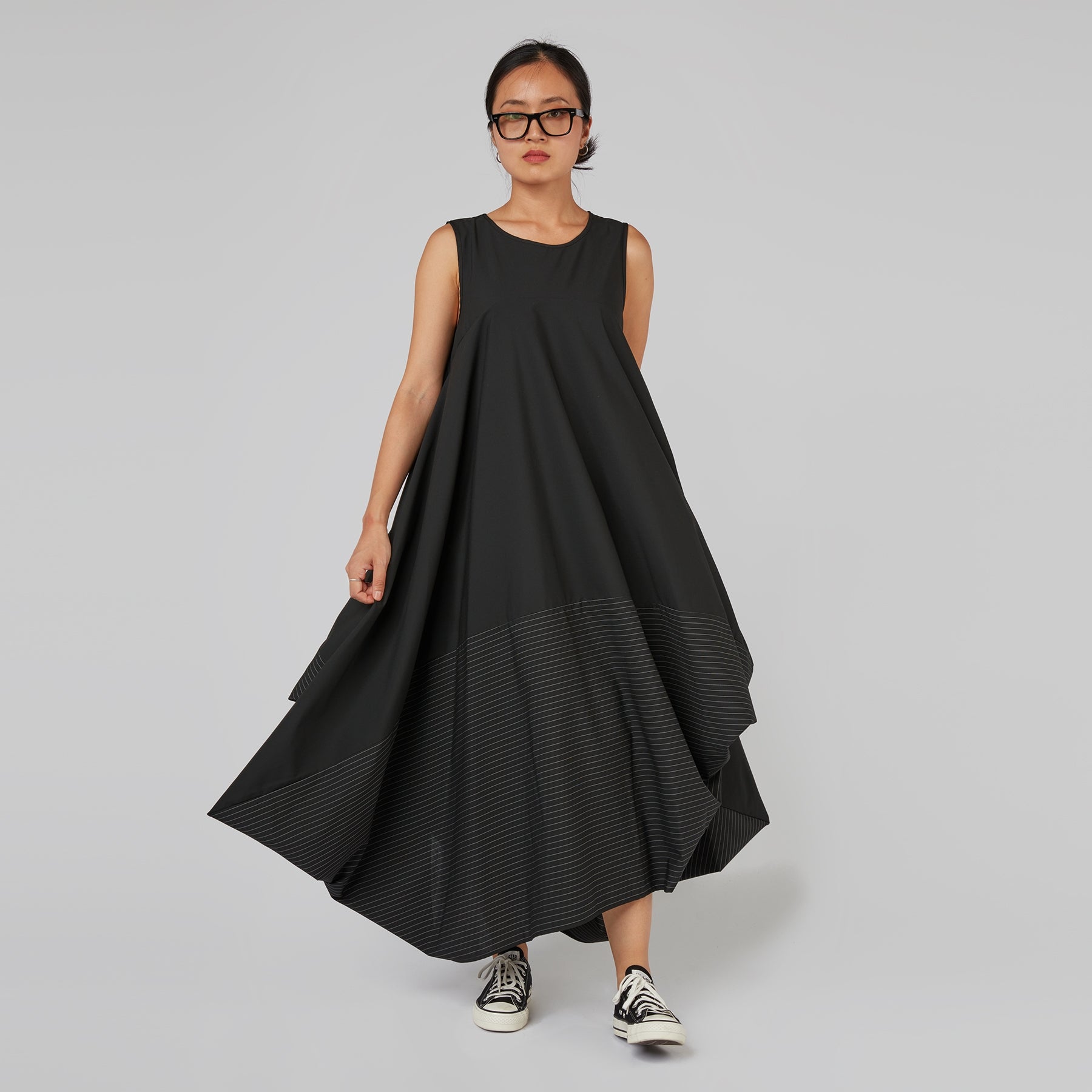 WOMEN DRESS BLACK WITH LINES - 123219