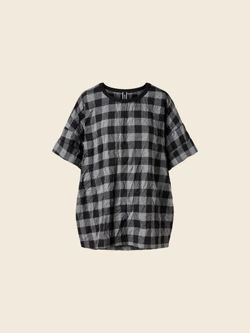 WIDE GRAY CHECKED T-SHIRT - GRAY - 123344