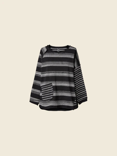 SWEATER WITH STRIPED PATTERN AND RAGLAN SLEEVES - 124169 - GRAY