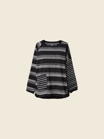 SWEATER WITH STRIPED PATTERN AND RAGLAN SLEEVES - 124169 - GRAY