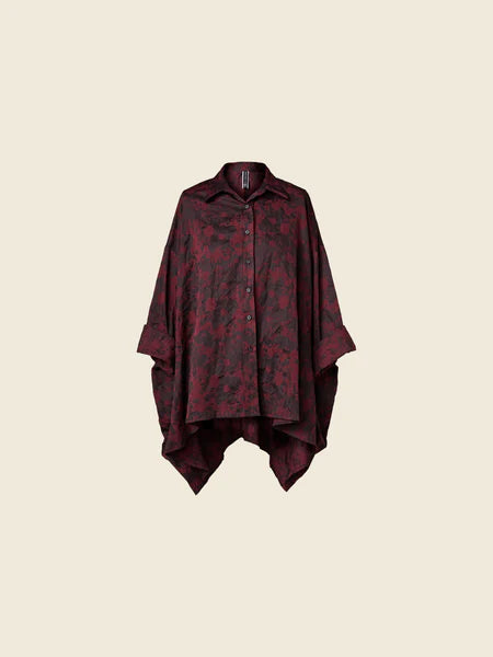 FLORAL PATTERN WIDE SHIRT - 124235 - BORDEAUX