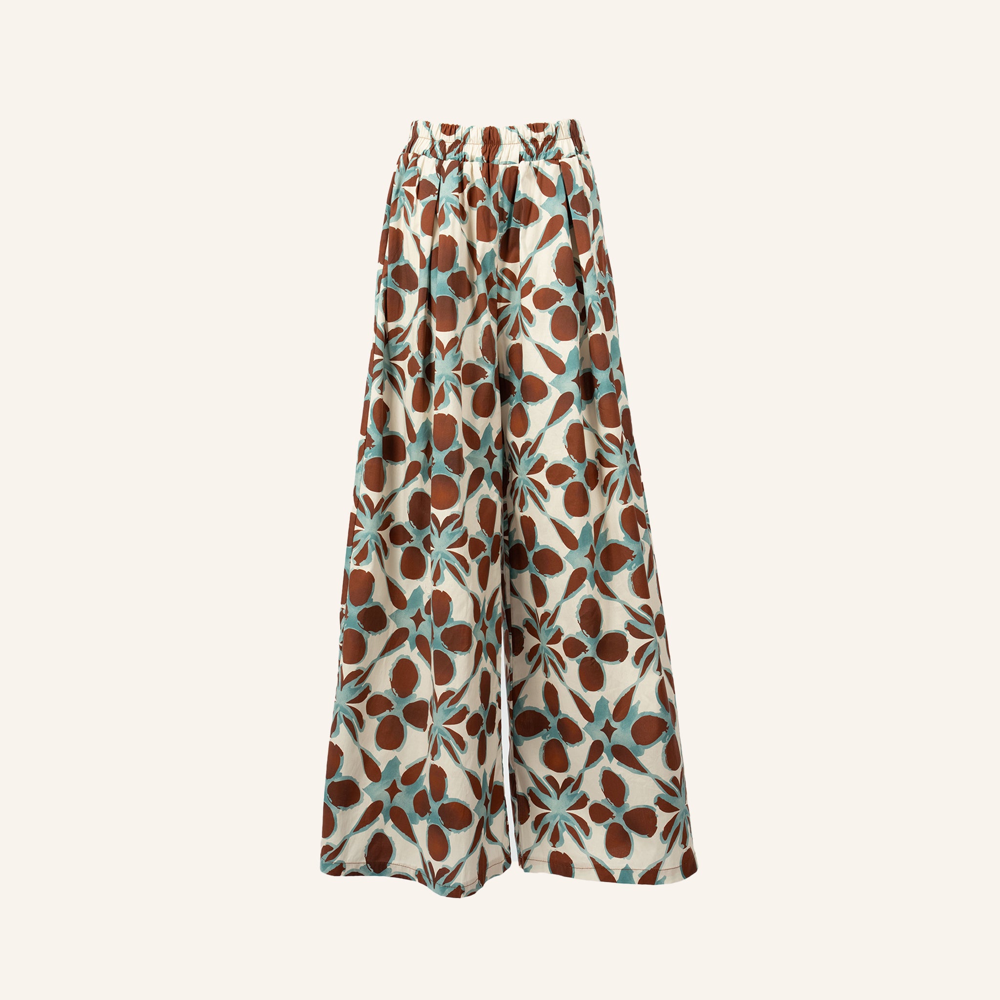 PANTALON - BROWN, OFF WHITE & BLUE - 19123PC128