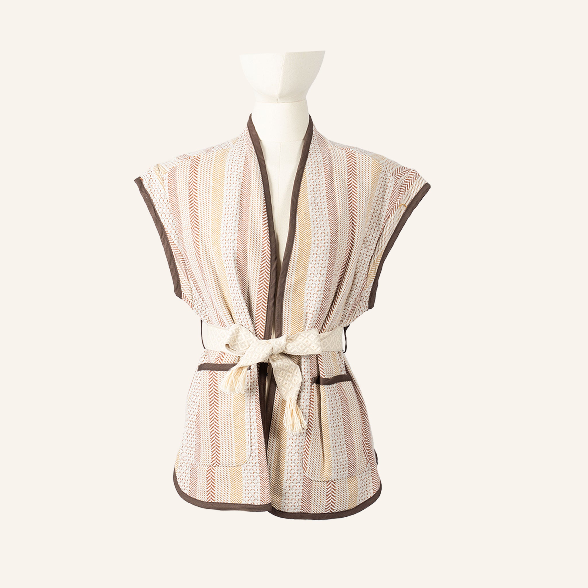 VESTE GILET - BEIGE & BROWN - 5000123INDIOS