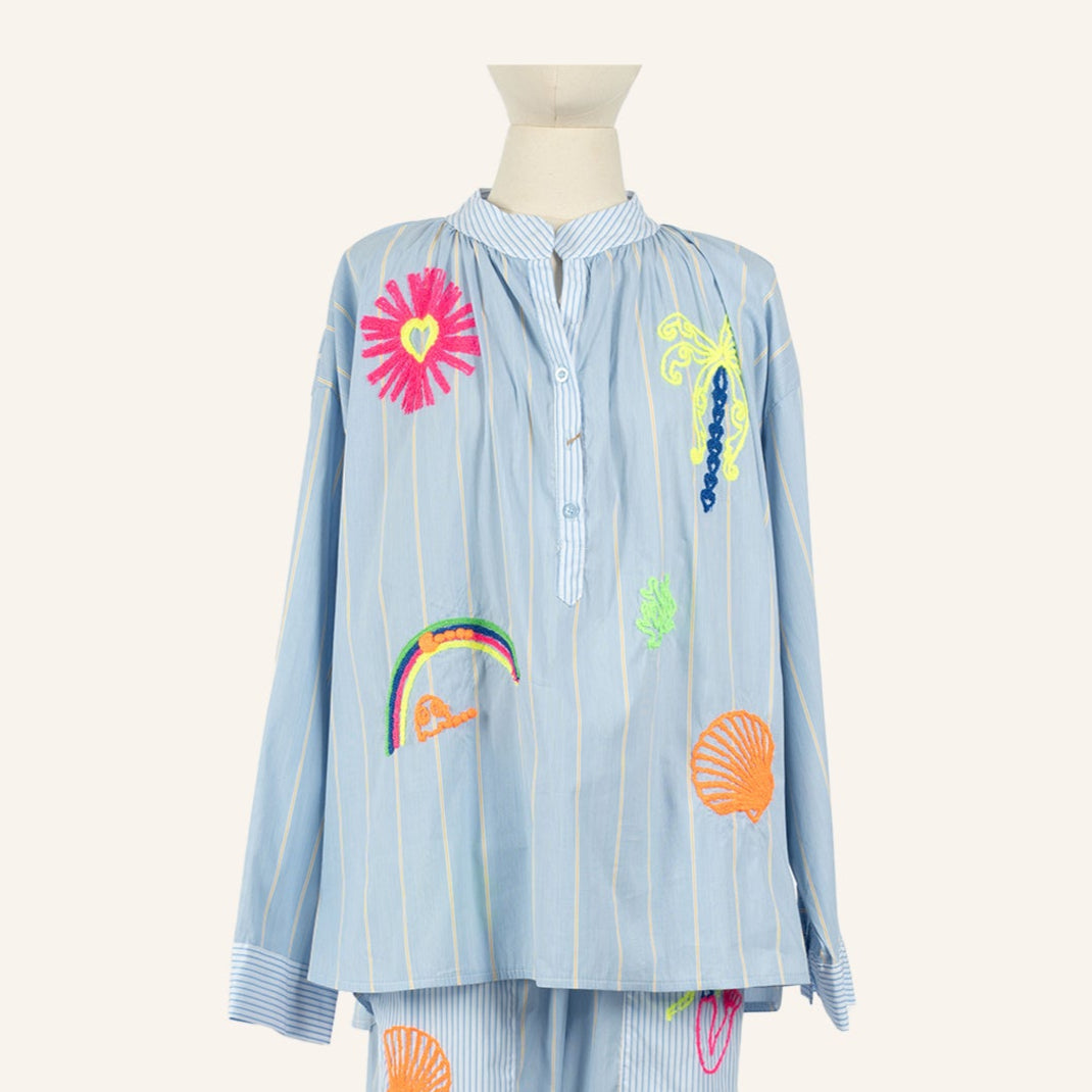 CHEMISE / TUNIQUE - BLUE & YELLOW - M19567B MIX