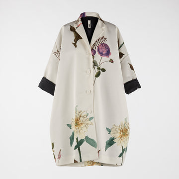 WOMEN JACKET  WHITE WITH FLOWERS - 219188