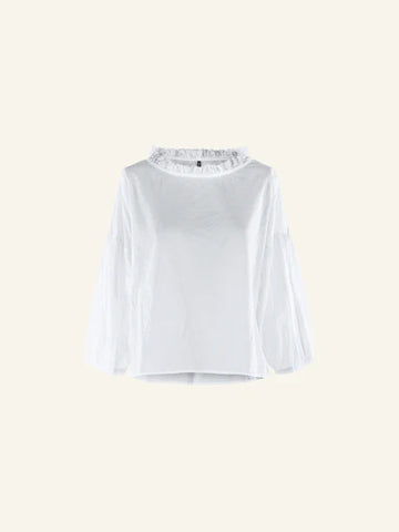 WHITE - WIDE BLOUSE WITH PUFF SLEEVES - 221153