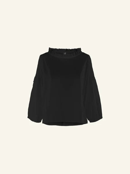 BLACK - WIDE BLOUSE WITH PUFF SLEEVES - 221153