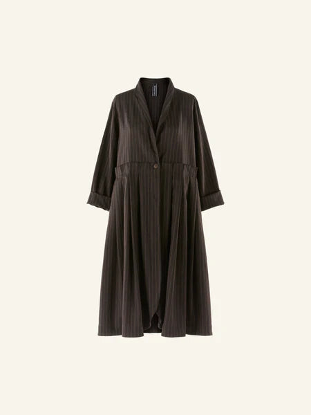 BROWN - LONG PINSTRIPE JACKET - 220776