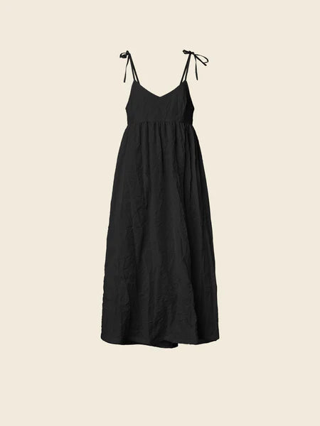 BLACK - WRINKLED EFFECT DRESS WITH THIN SHOULDER STRAPS - 221639