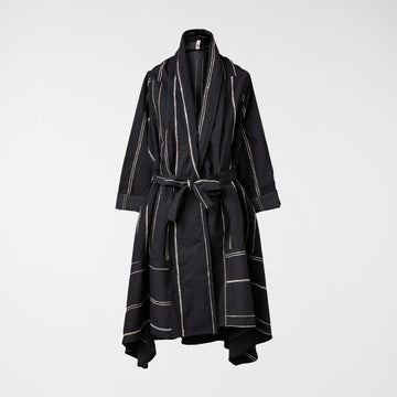 WOMEN COAT BLACK WITH WHITE LINES - 224228