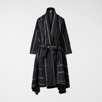 WOMAN COAT BLACK WITH WHITE LINES - 224228