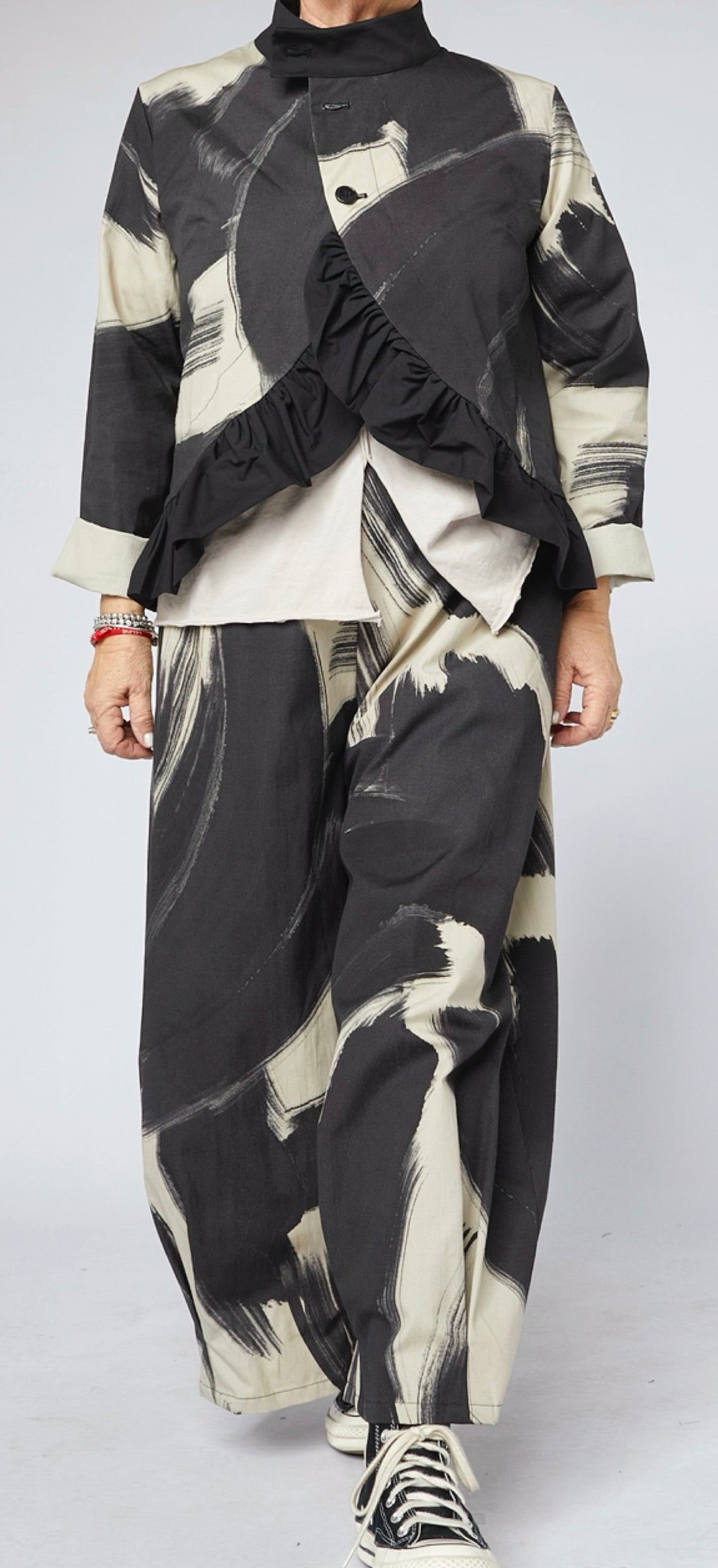 WOMAN TROUSERS - BLACK & BEIGE - 826048