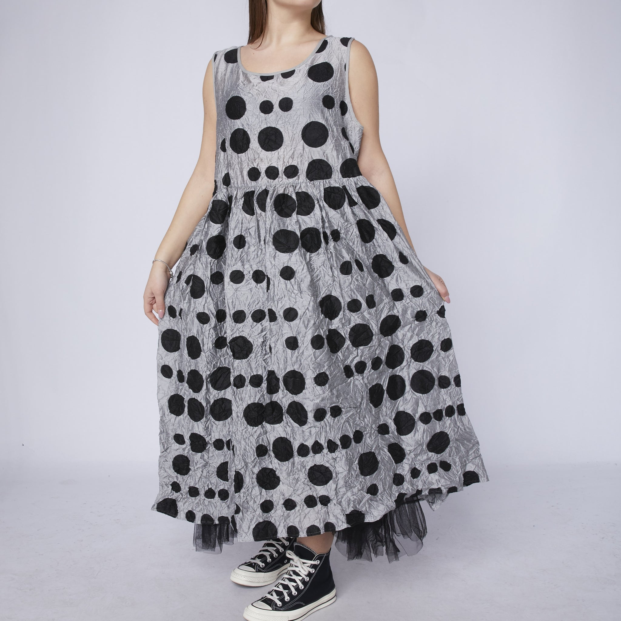WOMAN DRESS - GRAY AND BLACK - 230130