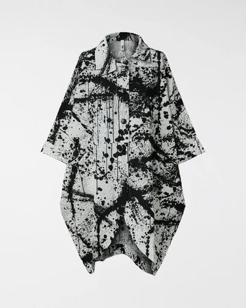 WOMAN JACKET - WHITE WITH BLACK SPLASHES - 250373