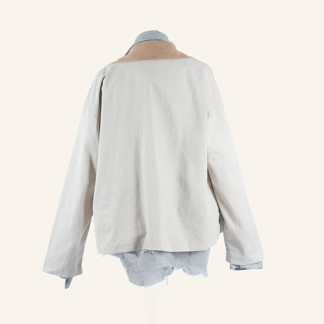 VESTE GILET - CREAM & GREEN - C0100494FAM