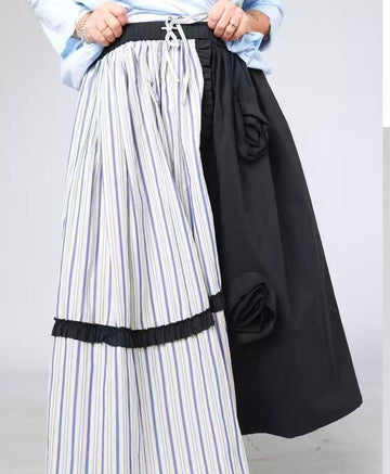 WOMAN SKIRT - BLUE, BLACK & WHITE - 260010