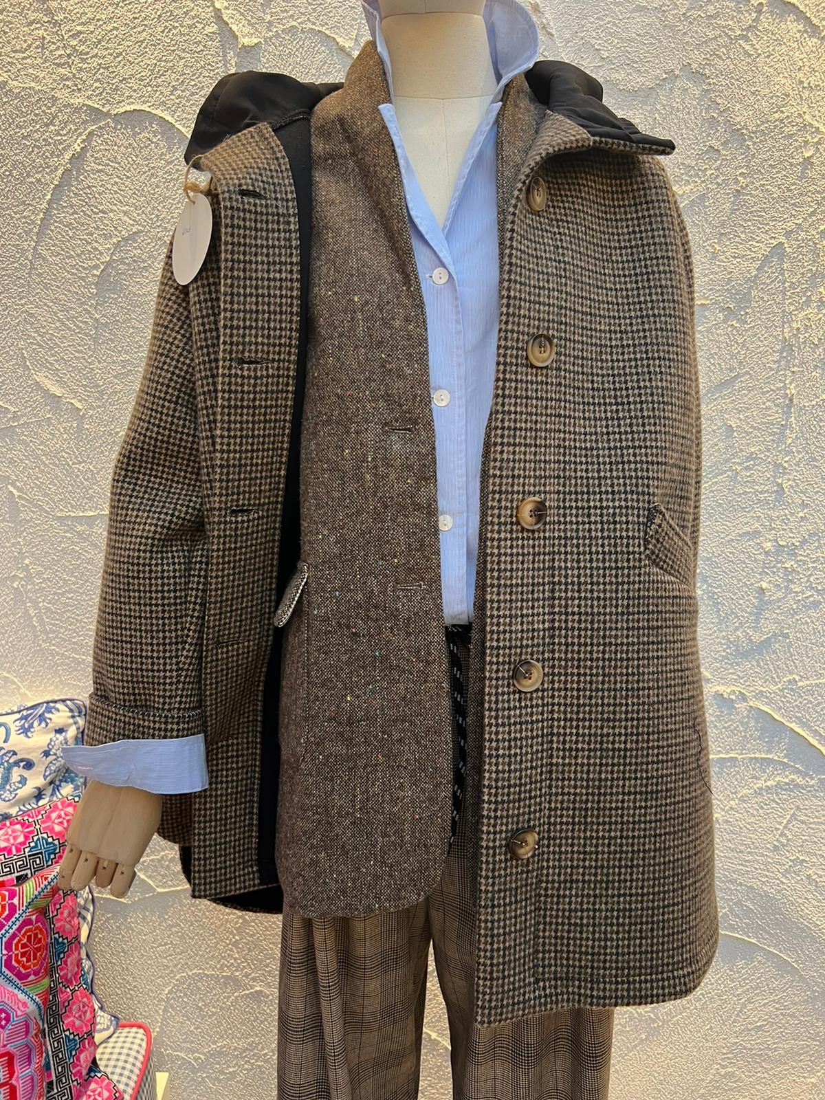 MANTEAU/PANCHO-COAT - BROWN & BLACK - BA1799