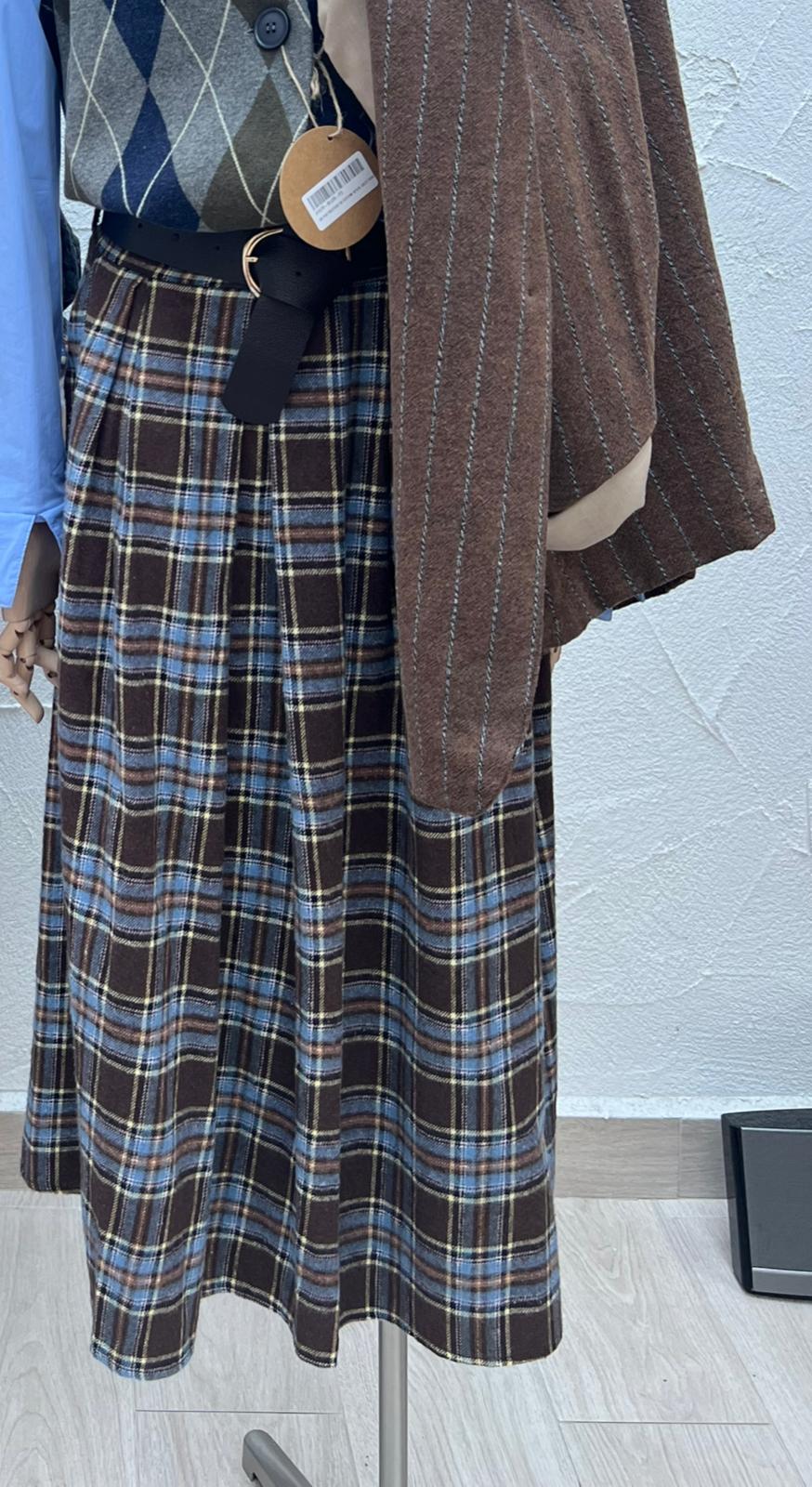 JUPE/SKIRT - 52123 - QST - BLUE & BROWN