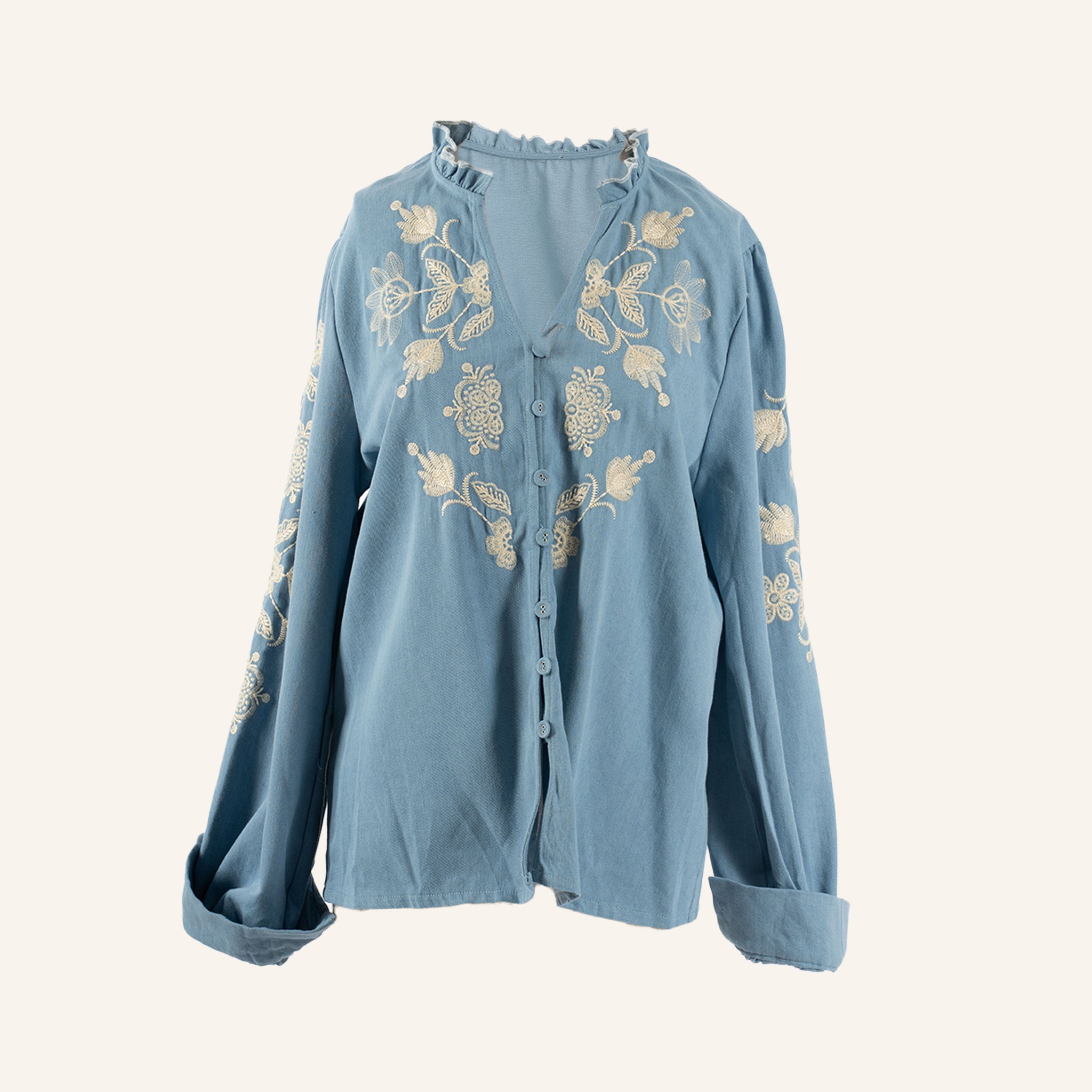 CHEMISE/TUNIQUE - LIGHT BLUE & CREAM - WH3347