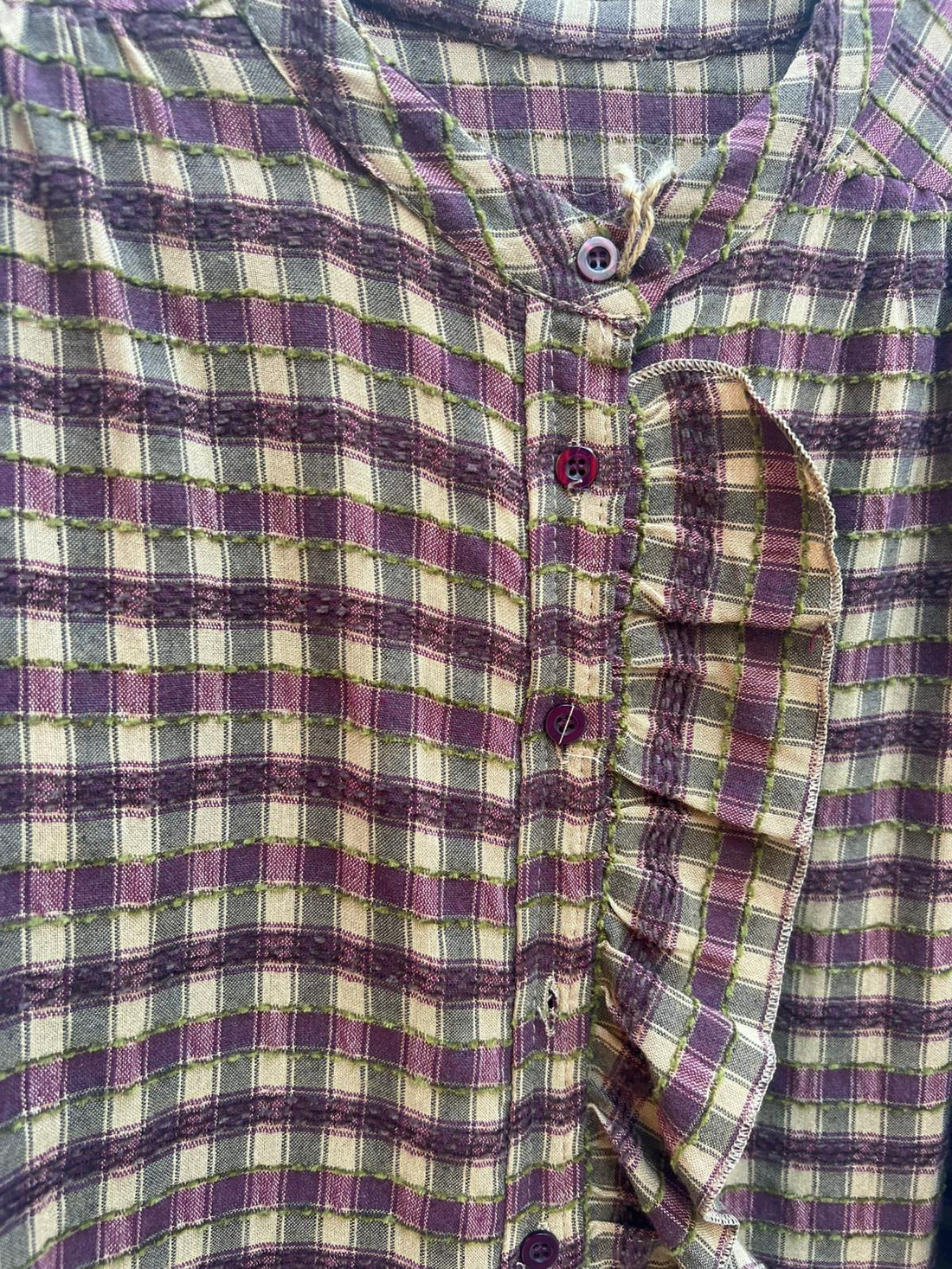 CHEMISE/TUNIQUE - OLIVE GREEN & PURPLE - 19789EDNA
