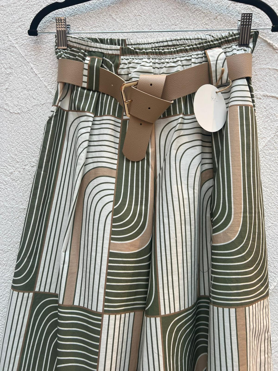 PANTALON - WHITE, BEIGE & PISTA - 6884
