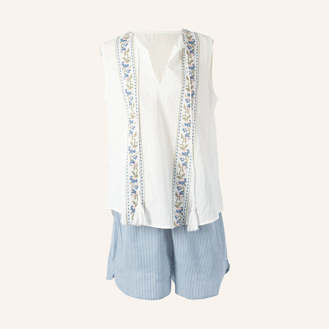 CODE ART (Top & Short Set) - WHITE & BLUE - 4862502-TU