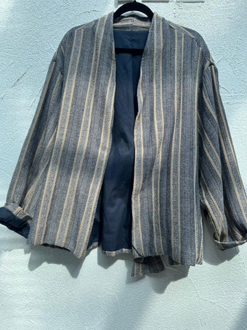 VESTE GILET - BEIGE & NAVY BLUE - 1101131-GA2