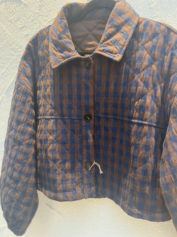 VESTE GILET - BLUE & BROWN - 110093930065