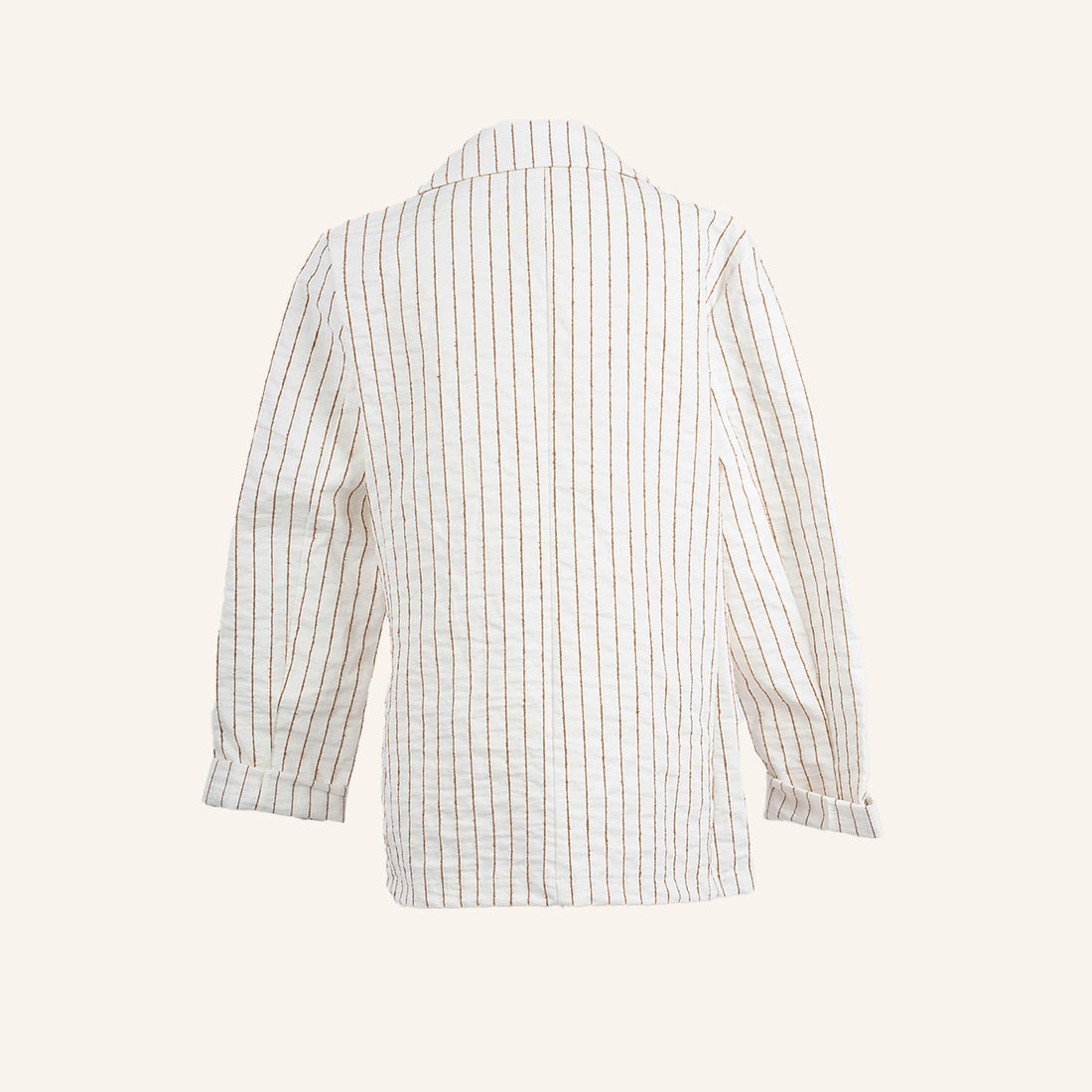 VESTE GILET - OFF WHITE & BROWN - 23092
