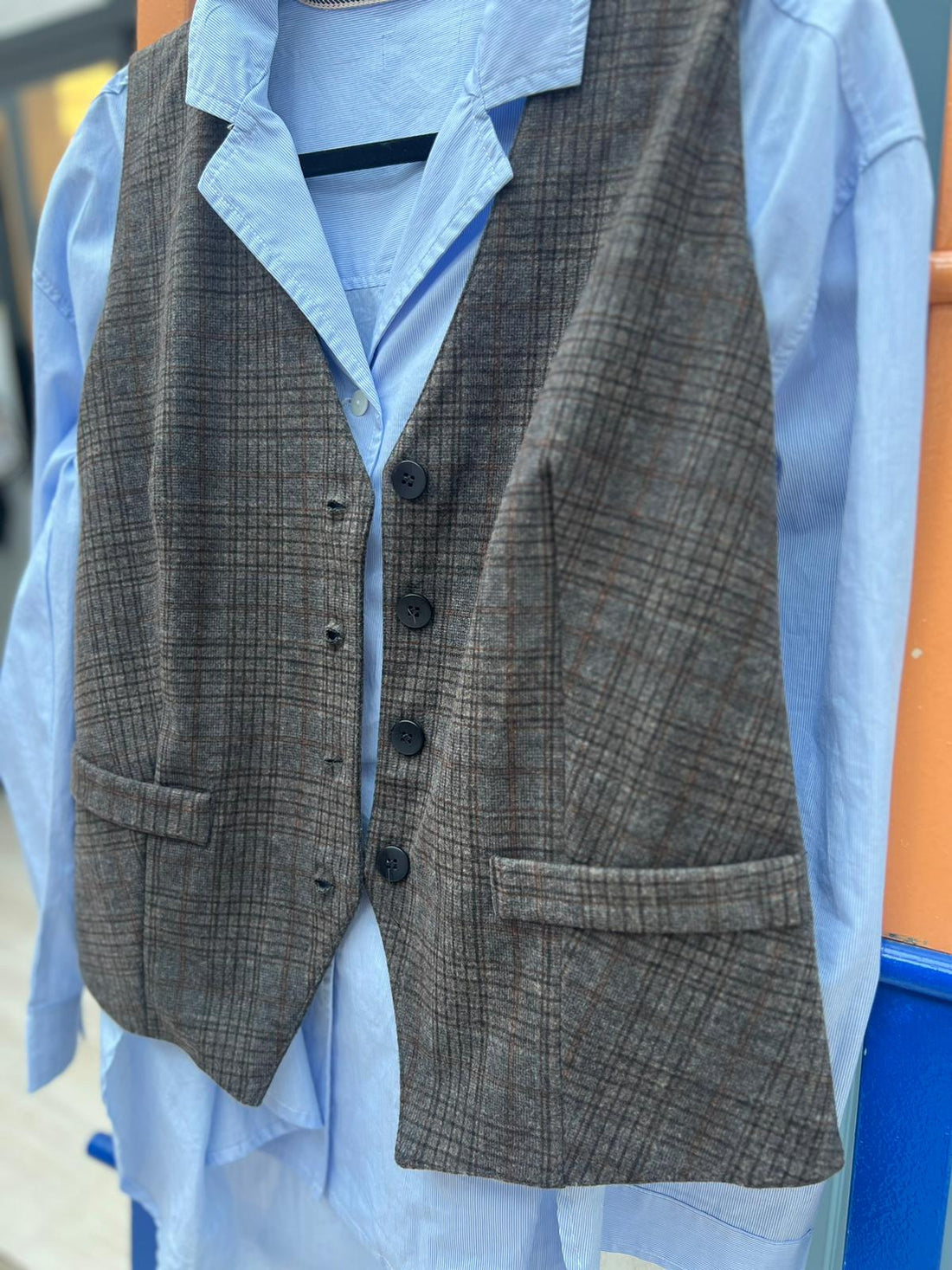 GILET - BROWN & GRAY - 9020