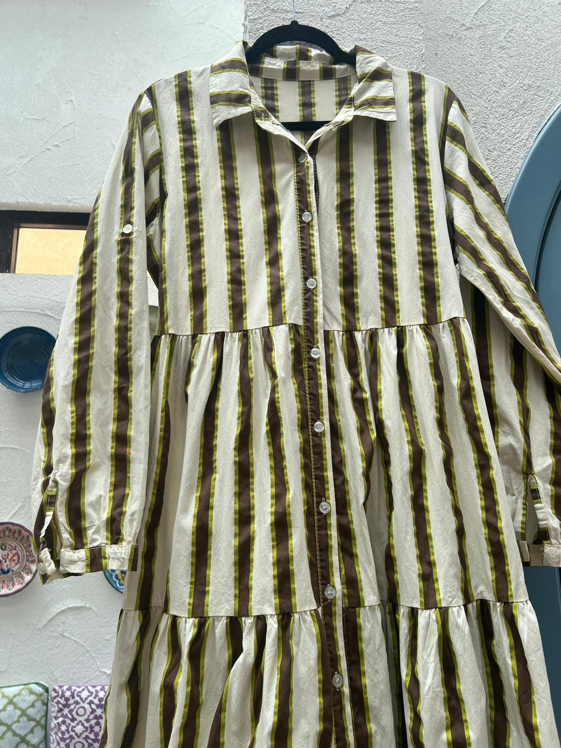 WOMEN'S DRESS - GREEN & WHITE - A2765-C21
