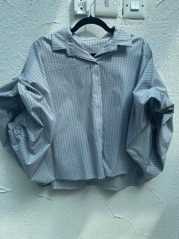 CAMICIA DONNA - WHITE, BLUE & BROWN - 38726PNST