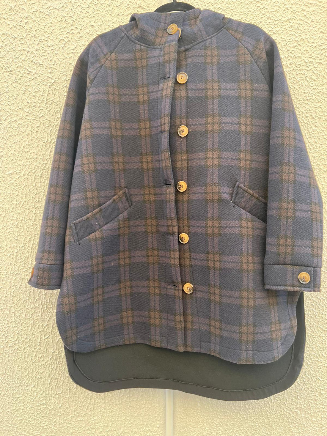 MANTEAU/PANCHO-COAT - NAVY BLUE & BROWN - BA1799