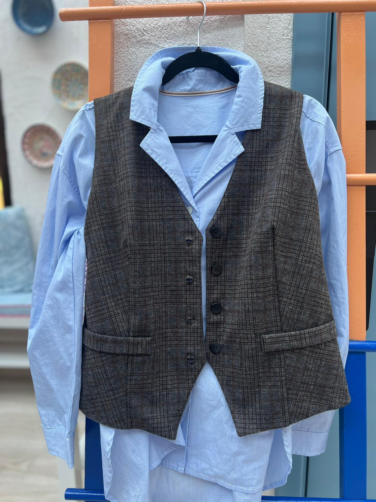 GILET - BROWN & GRAY - 9020