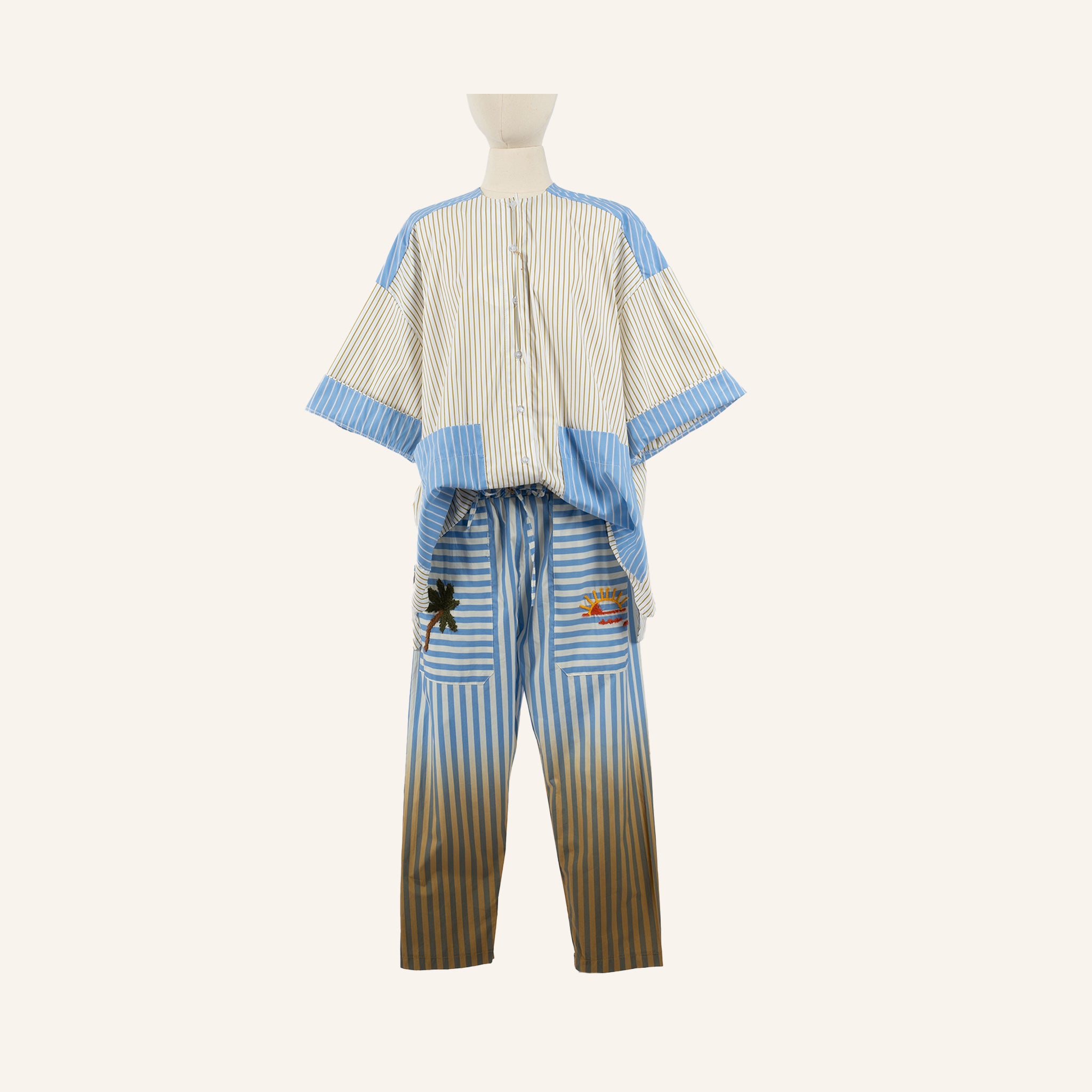 CHEMISE/TUNIQUE - OLIVE GREEN & BLUE - 1100681STICK