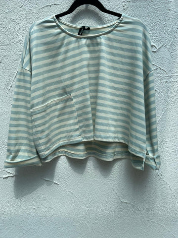 MAGLIA DA DONNA - OFF WHITE & LIGHT BLUE - 9337