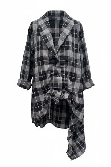 WOMAN SHIRT - BLACK AND WHITE TARTAN - 260090