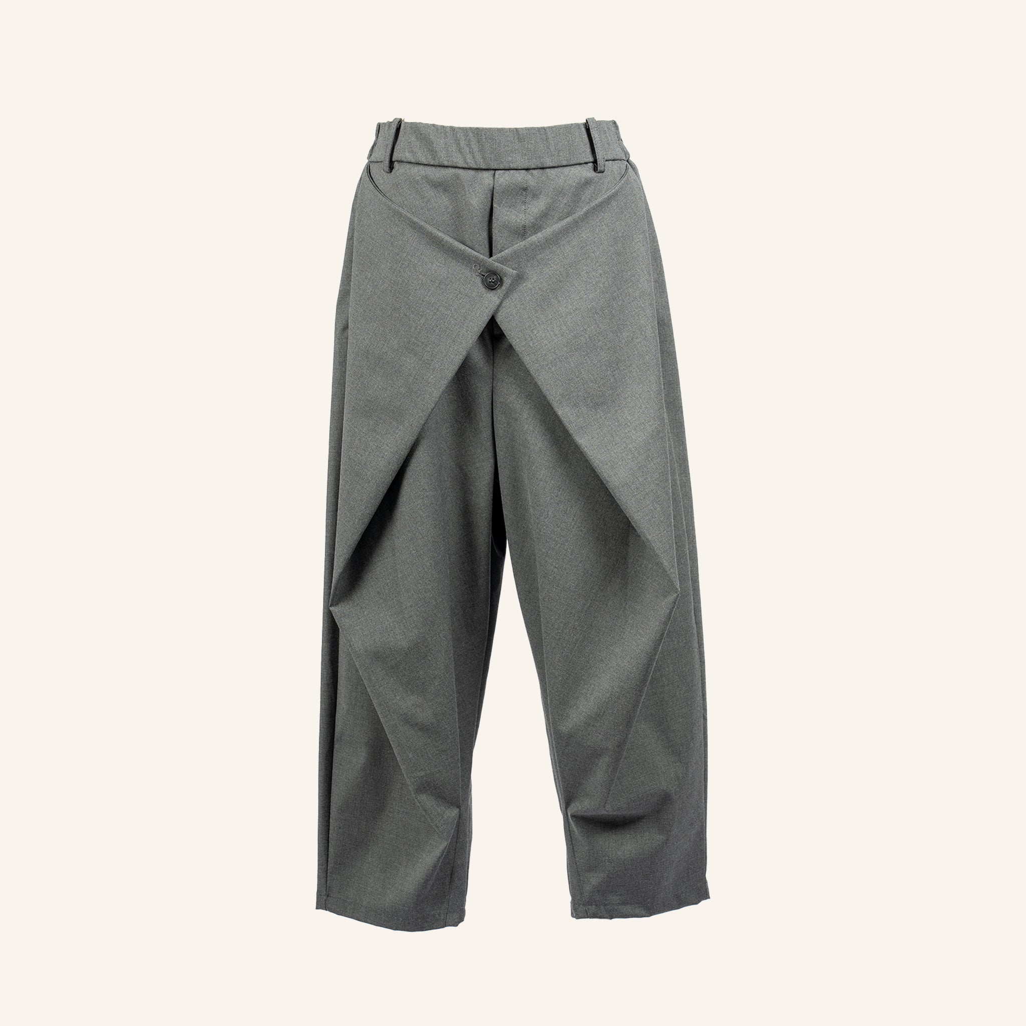 TROUSERS WITH WALLET CLOSURE - GRAY - 923078