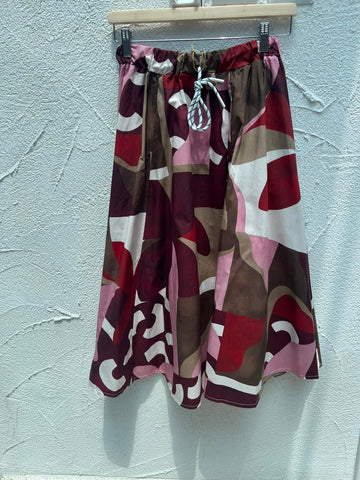 JUPE/SKIRT - WHITE, PINK & MAROON - 7036