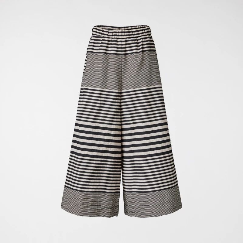 Wide Trousers In Irregular Stripes Fabric