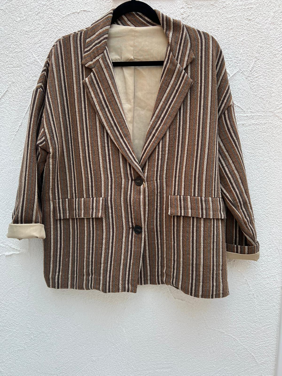 VESTE GILET - BEIGE & BROWN - 2000113-81040