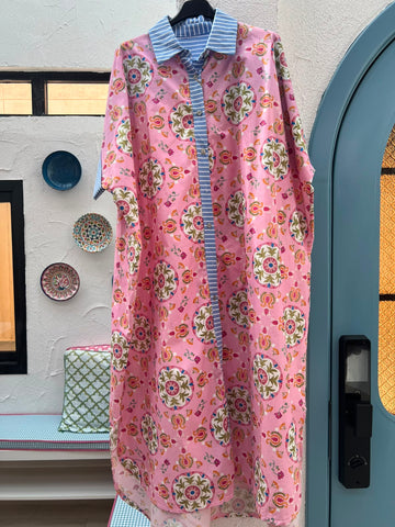 DRESS - PINK & SKY BLUE - 20763