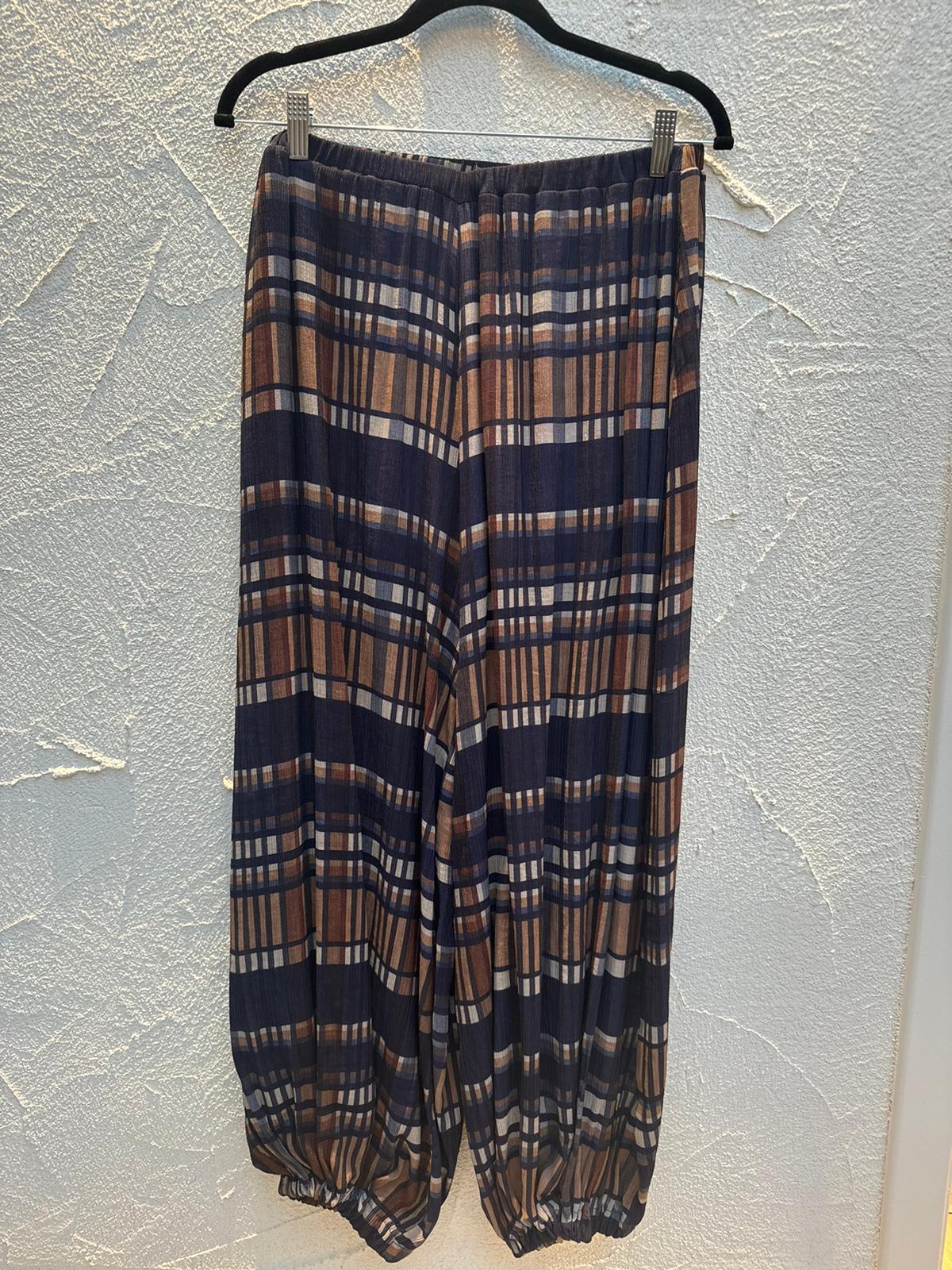 PANTALON - NAVY BLUE & BROWN - G03031