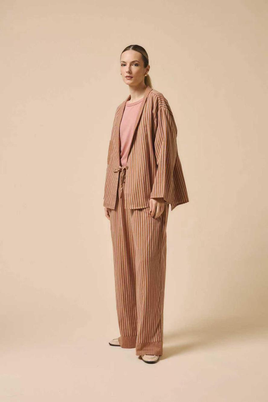 VESTE GILET - BEIGE & BROWN - MD7438