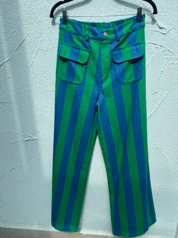 PANTALON ( WITH POCKET) - BLUE & GREEN - 9500511-COT873